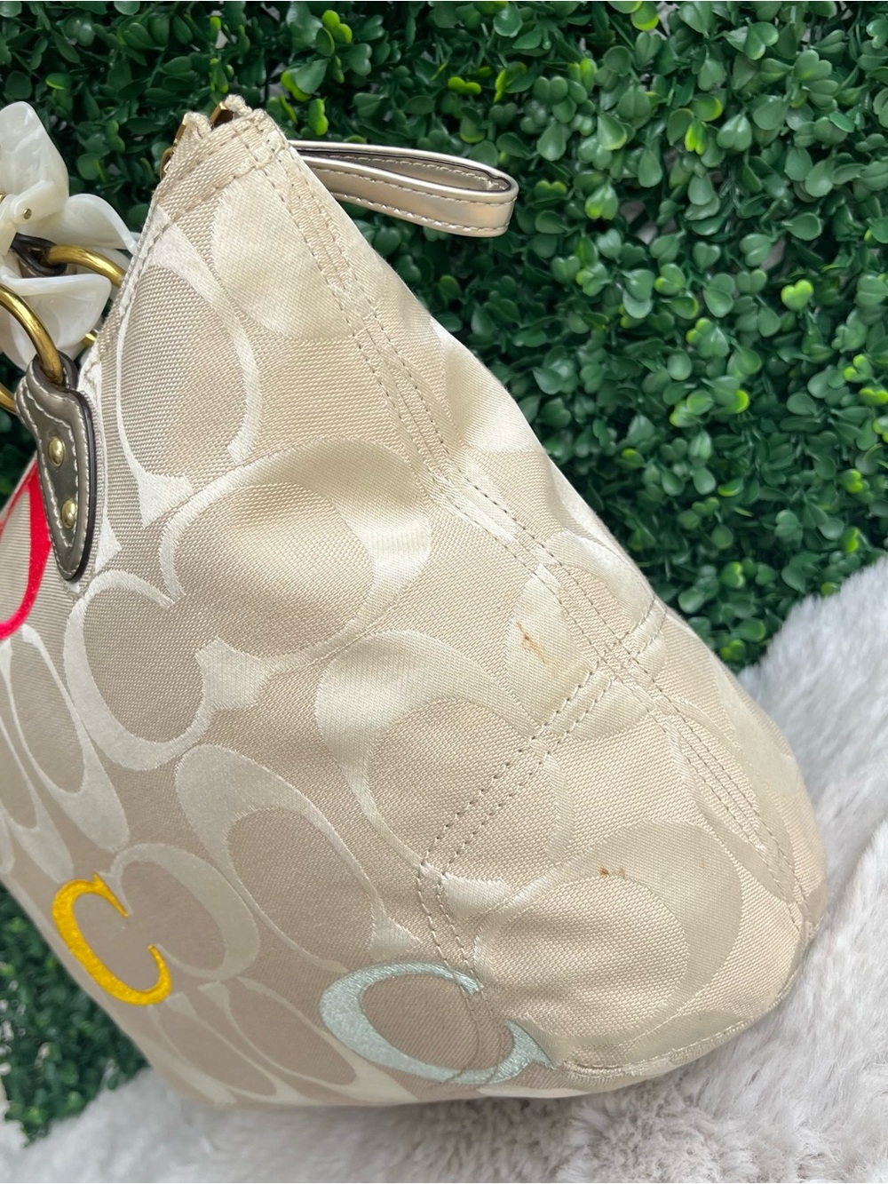 COACH Poppy Y2K Glam Bag Charm Op Art Tote Shoulder Bag 23521 - Picture 6 of 11